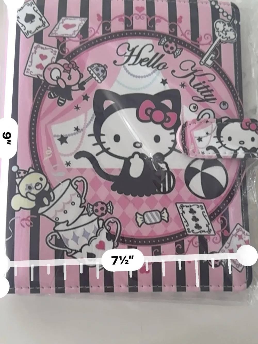 Kitty Pink Striped Binder